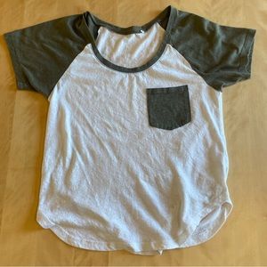 White and green baseball tee